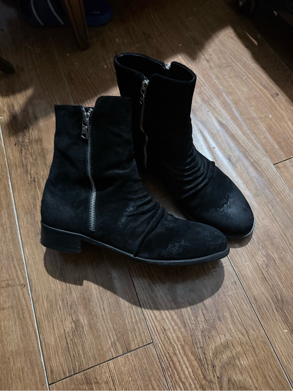 Vintage suede Amiri Archive waxed black heeled Boots Made In Italy size 43